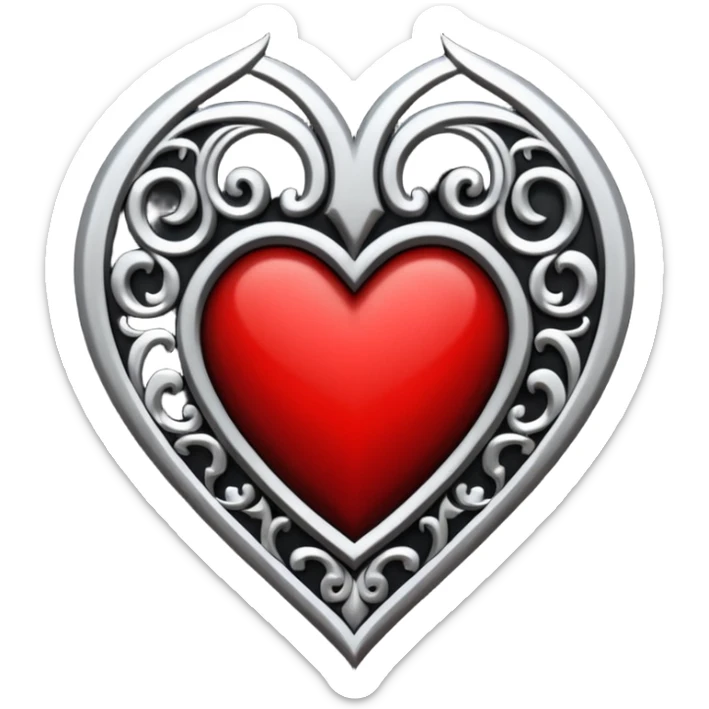 Can you make a heart with a gothic design, I want black and blood red colors . I want the letter I in the middle of the heart sticker
