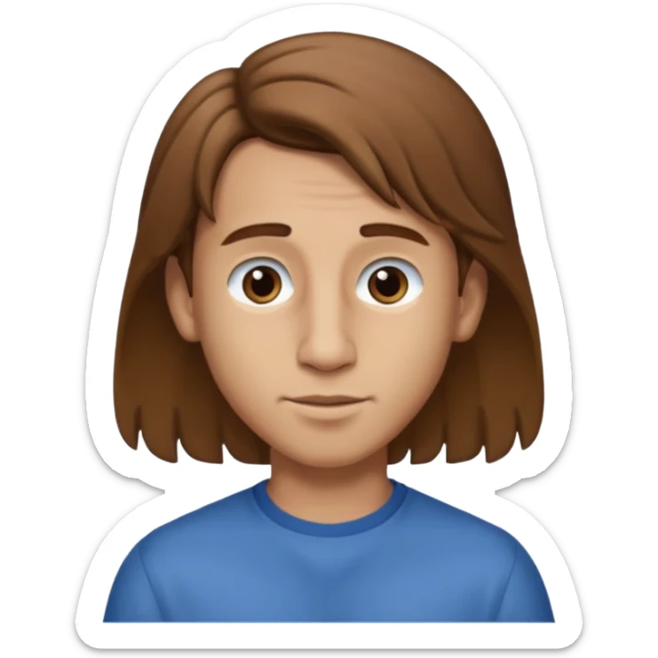 Make a emoji of a person with light skin with long nose hair that goes down like 2 inchis with long hair and with not that much hair and with his hair brown and who's a boy and who's nose hair goes down 2 inchis sticker