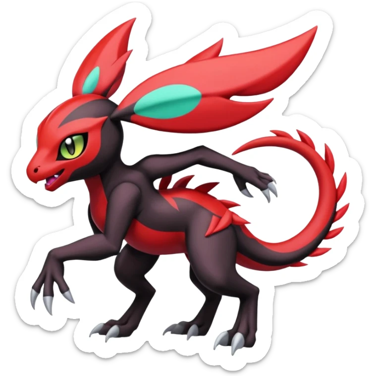 Colorful Meloetta-Guilmon-Darkrai-Pokémon-Fakémon-fusion-hybrid-creature sticker