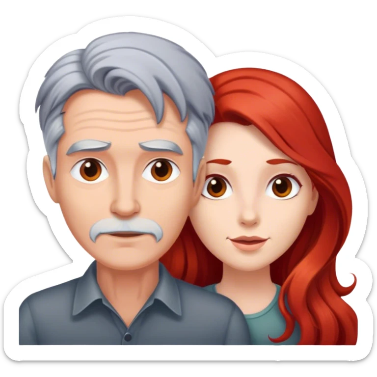 Long red hair woman and gray hair man sticker