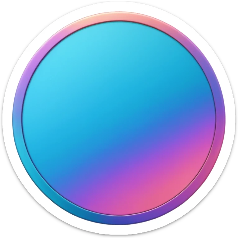 
coin color in in gradient of turquoise, blue, pink, purple, and coral metal texture
Rotate coin 125 degree  3d effect sticker