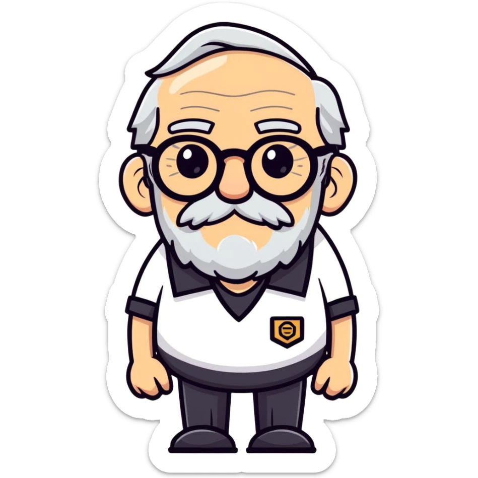 Una Abuelo en caricatura serio con lentes fachero negros,piel normal, diciendo: Yo Ya Estube En Estos Juegos sticker