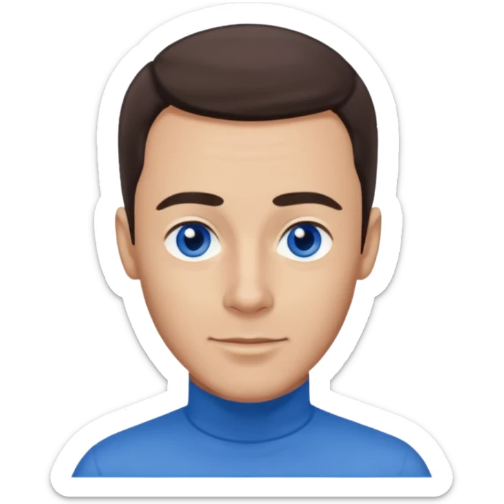 Anthony Wiggle of The Wiggles with light skin, dark brown hair, blue eyes, blue skivvy shirt sticker