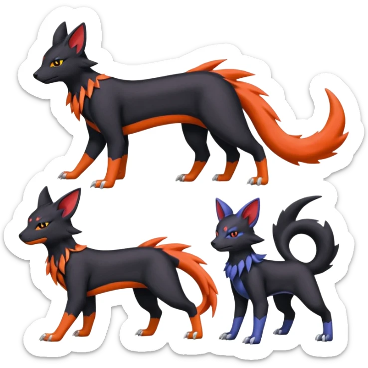 
Houndour-Torracat-Zorua-Salandit-Noibat-Flareon-Fakémon-Digimon-fusion (full body) sticker