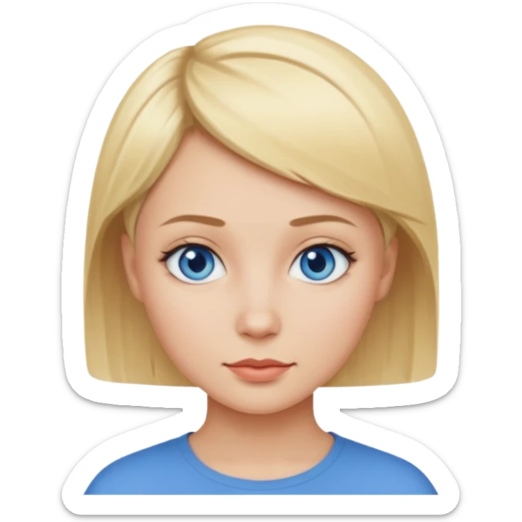 Mujer pelo rubio y muy corto ojos azules cara redonda sticker