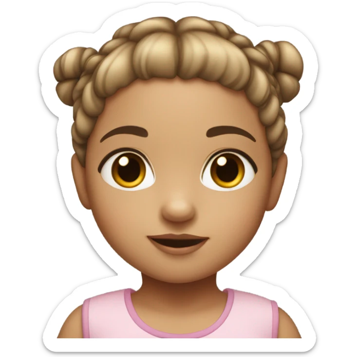 white toddler girl with brown straight pigtails and big black eyes  sticker