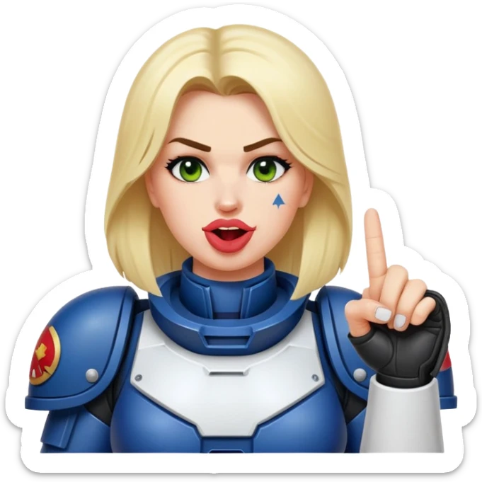 woman space marine crossed out middle finger and face with tongue out wink eye sticker