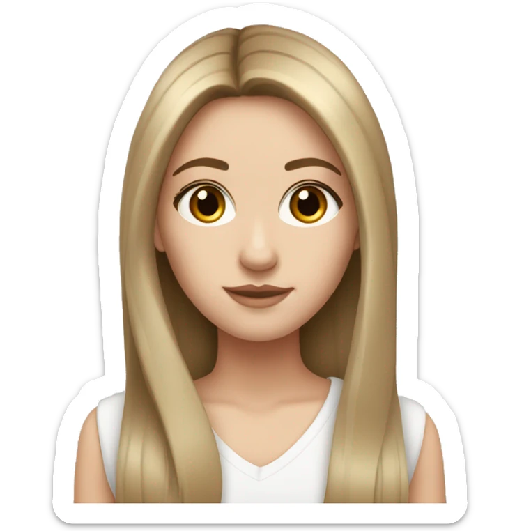 a white girl with straight brown hair and pretty lashes sticker