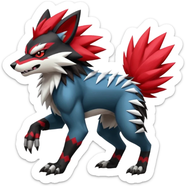 Shiny furry cool Zeraora-Zoroark-Obstagoon-fusion sticker