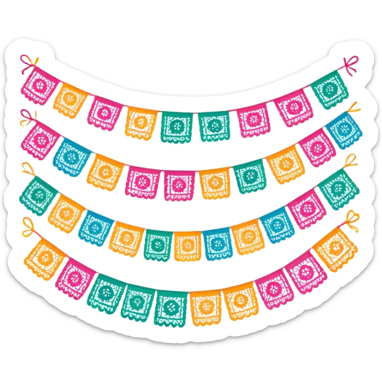 festive one garland of colorful mexican papel picado sticker