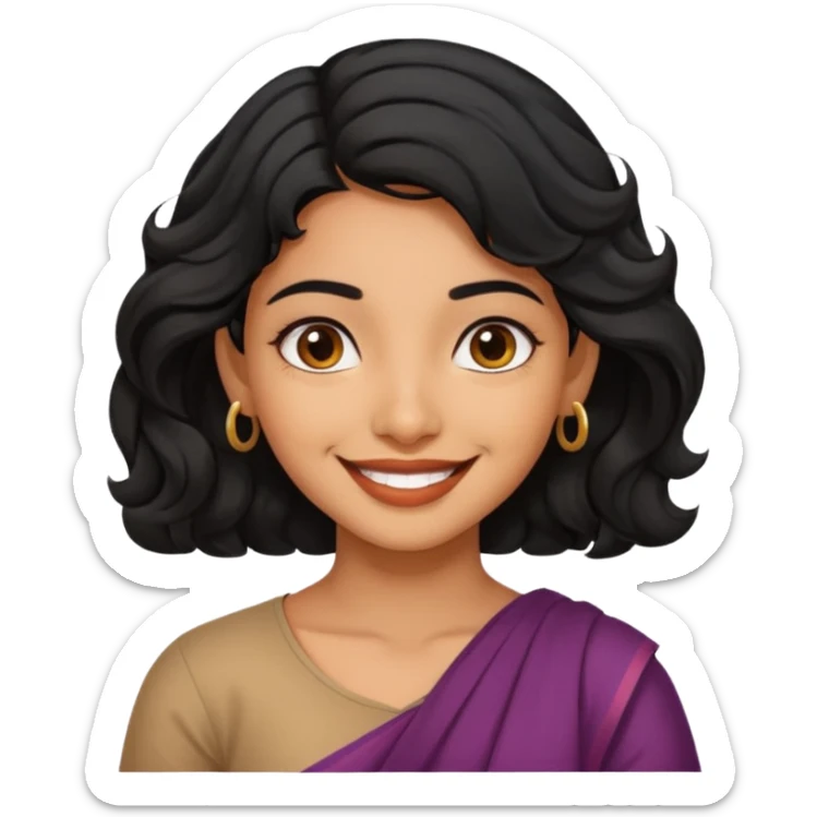 Indian fat girl south Indian wavy short black hair tan darker skin sticker