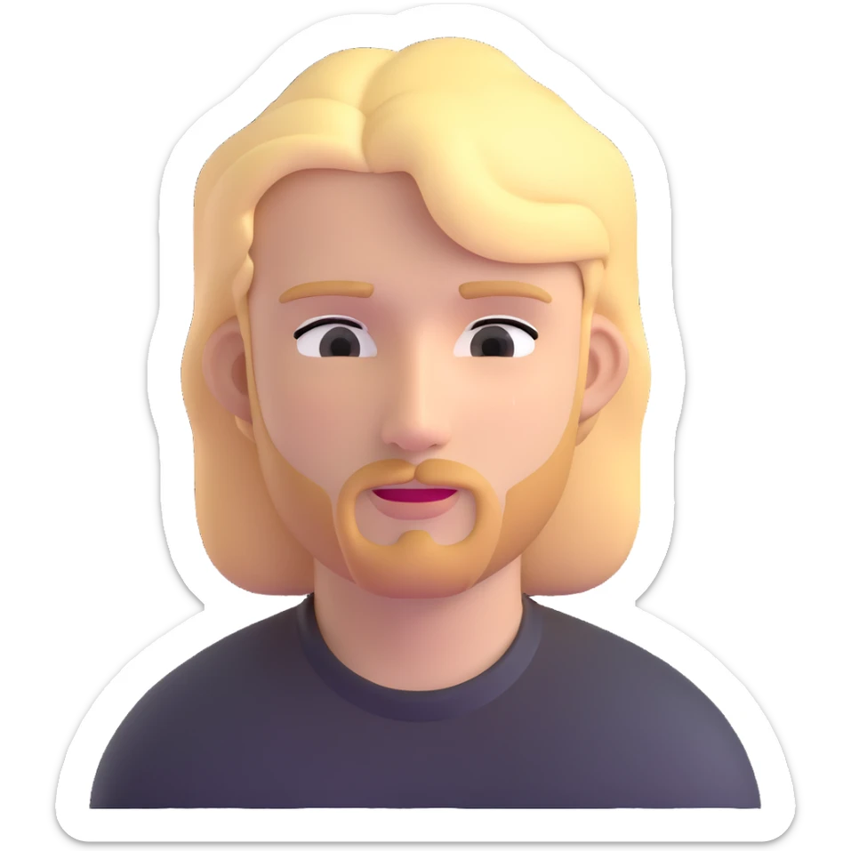 young man with blonde hair and minimal facial hair sticker