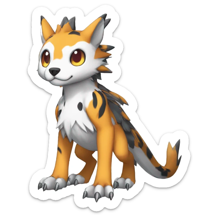 cute cool edgy Digimon-Fakemon-animal with markings full body sticker