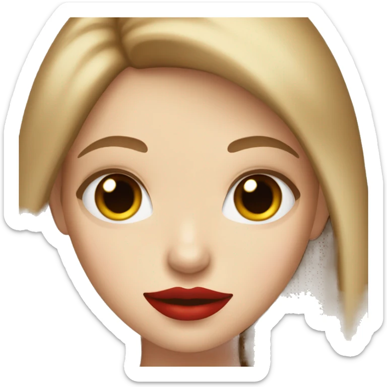 A girl with blue eyes and light brown hair and red lips  sticker