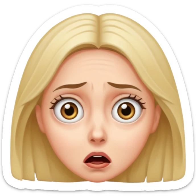 A realistic waist-length portrait of a terrified woman sticker