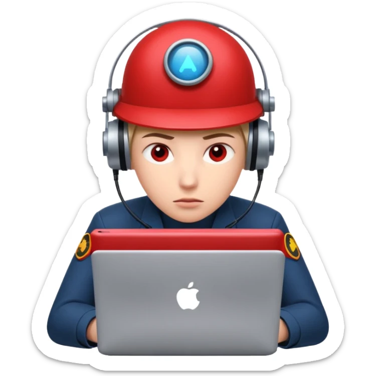 AI Agent red team looking at the laptop very focused trying to come up attacks to stress test the system and find loopholes

 sticker