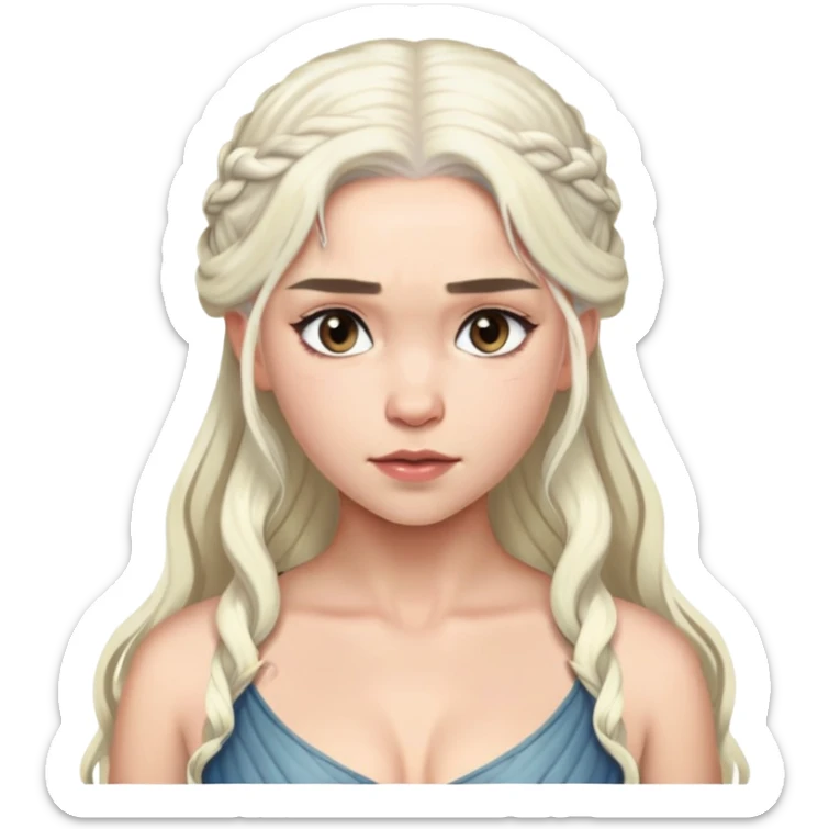 Daenerys Targaryen with platinum blonde hair from Game of Thrones, chest up portrait sticker