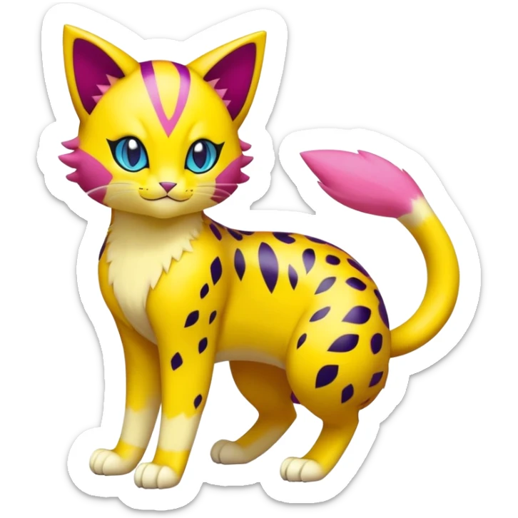 Colorful Liepard-Skitty-Delcatty-Pokémon-Fakémon-hybrid-creature (full body) sticker