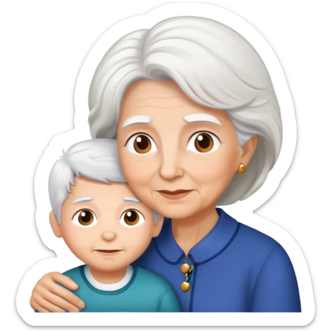 white hair grandmother with herbrown hair grandson sticker