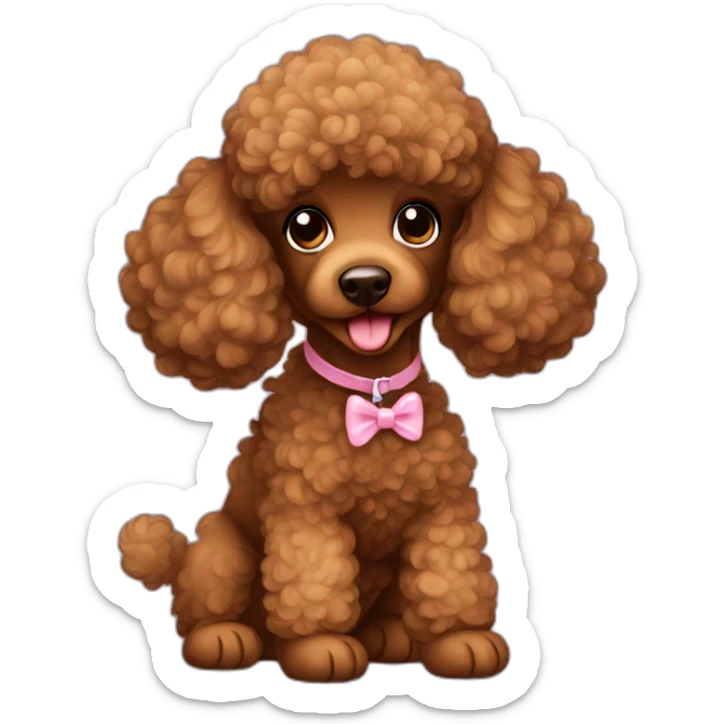 Kiss brown poodle sticker