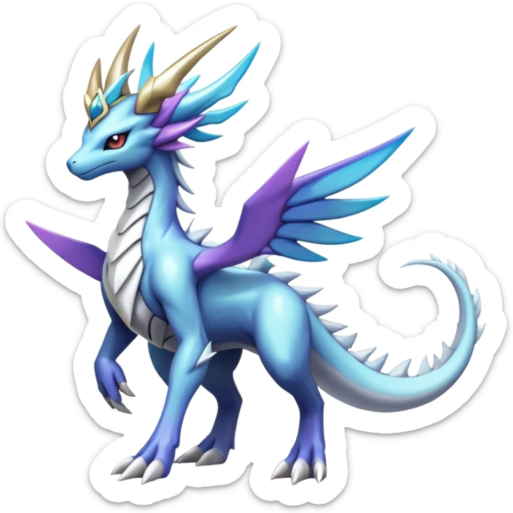  cool edgy shiny colorful godly ethereal Dialga-Suicune-Fakemon full body sticker