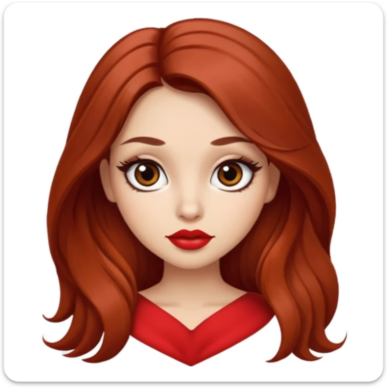 Sexy busty Latina with round face and large eyes and auburn long hair lashes lipstick and a tiny waist sticker