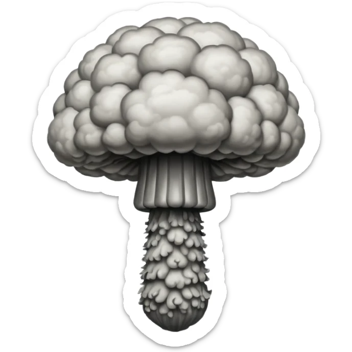 atomic bomb muschroom cloud in the shape of the letter T sticker