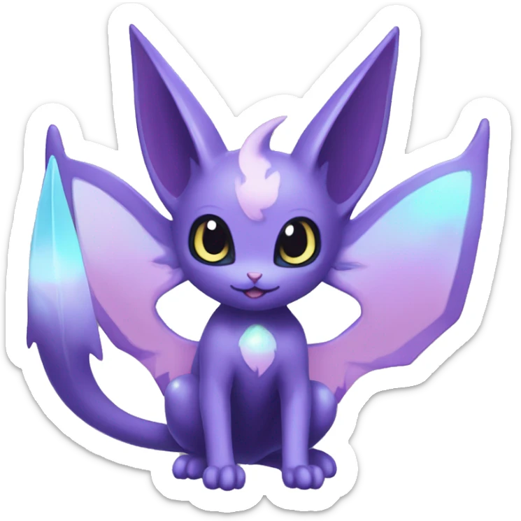 Shiny Cute Kawaii Ethereal Dark Noibat-Delcatty-Espeon-fusion-hybrid full body sticker
