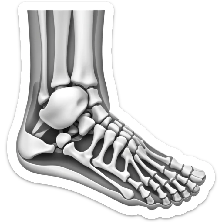 x-ray of foot bones, medical scan of foot skeleton sticker