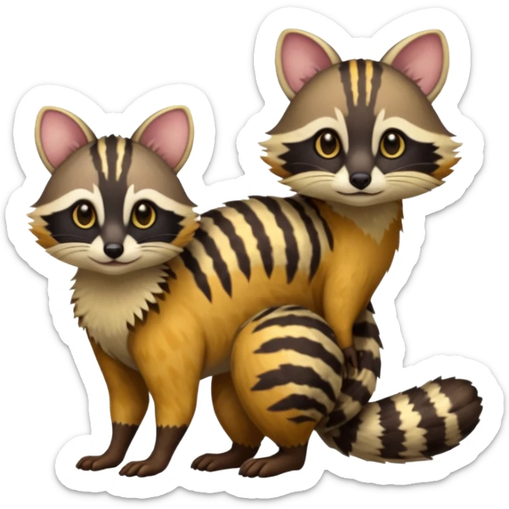 Civet-Genet-Numbat-Ocelot-Tanuki-Ocicat-hybrid-fusion, full body sticker