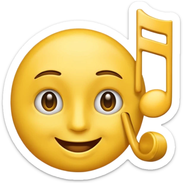 un emoji qui écoute de la musique  avec un léger sourire sticker