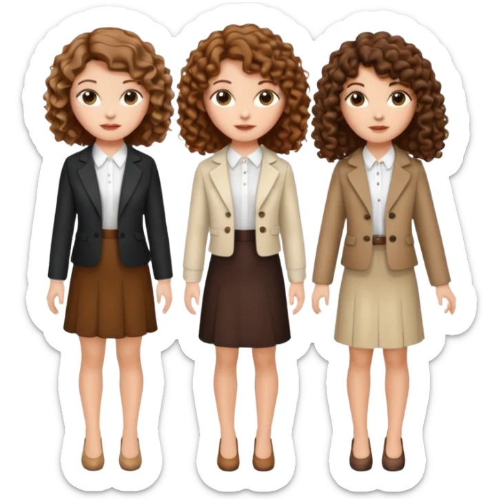 3 white girls, all of off this with brown hair but one whit straight one whit curly and one whit very curly(aesthetic)and chic clothes sticker