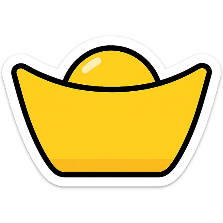 Chinese Yuanbao, gold ingot used as currency in imperial China sticker