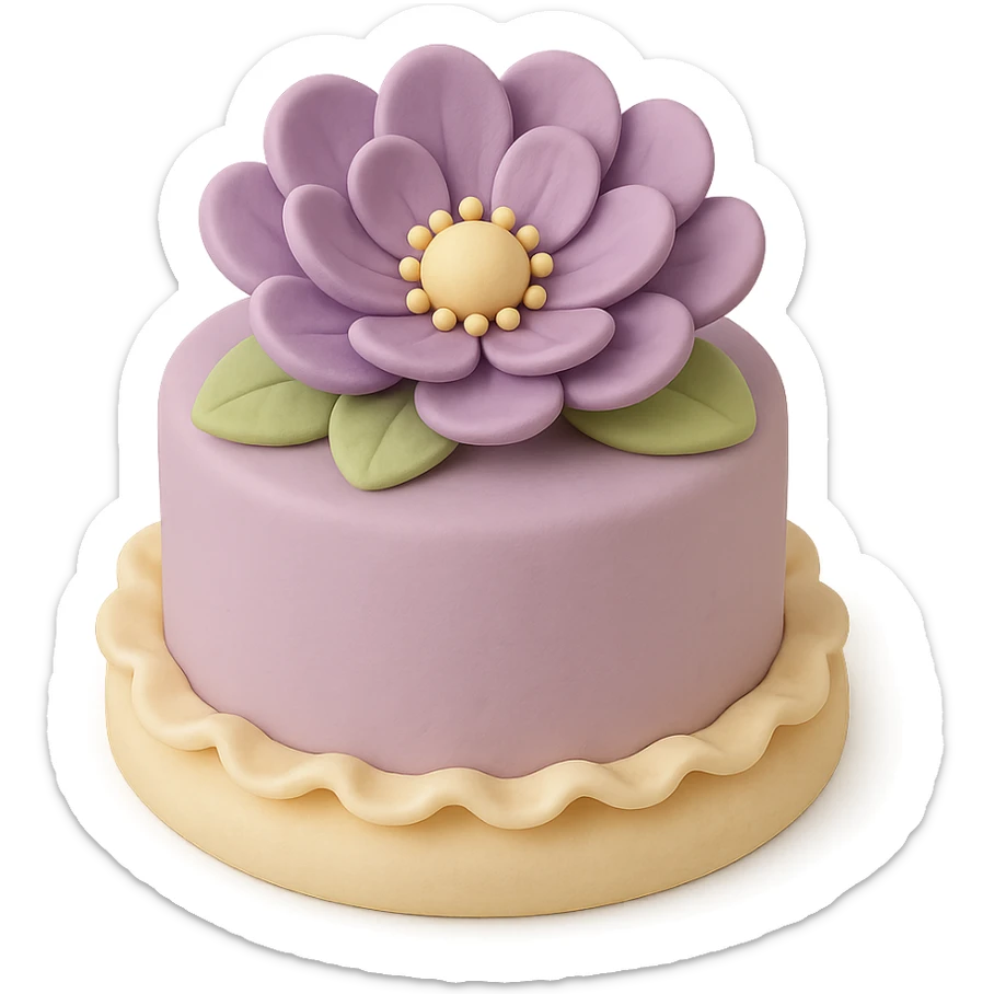 purple flower fondant cake art style sticker
