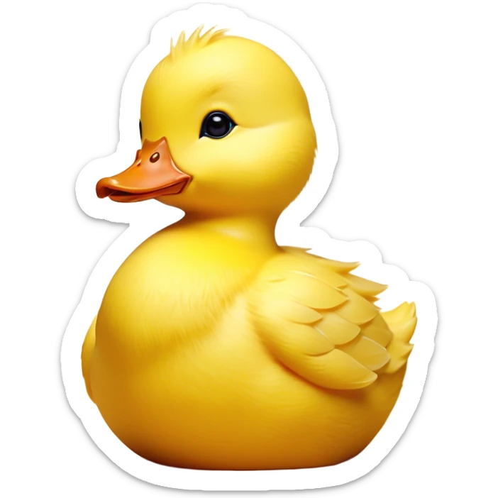 Cinematic Noble Yellow Baby Duck Portrait Emoji, Poised and regal, with a tiny, delicate build and a vibrant, well-groomed bright yellow downy coat, deep-set soulful bright eyes, Simplified yet sharp and sophisticated features, highly detailed, glowing with a soft, dignified glow, high shine, intelligent and charming, stylized with an air of youthful elegance, focused and attentive, soft glowing outline, capturing the essence of a watchful and confident little duckling, so majestic it feels as though it could peep out of the screen with effortless authority! sticker