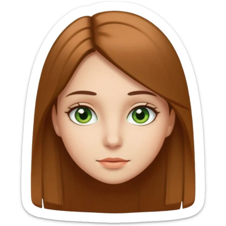 Girl with straight hairs, green and brown eyes and with clear skin but not to much  sticker