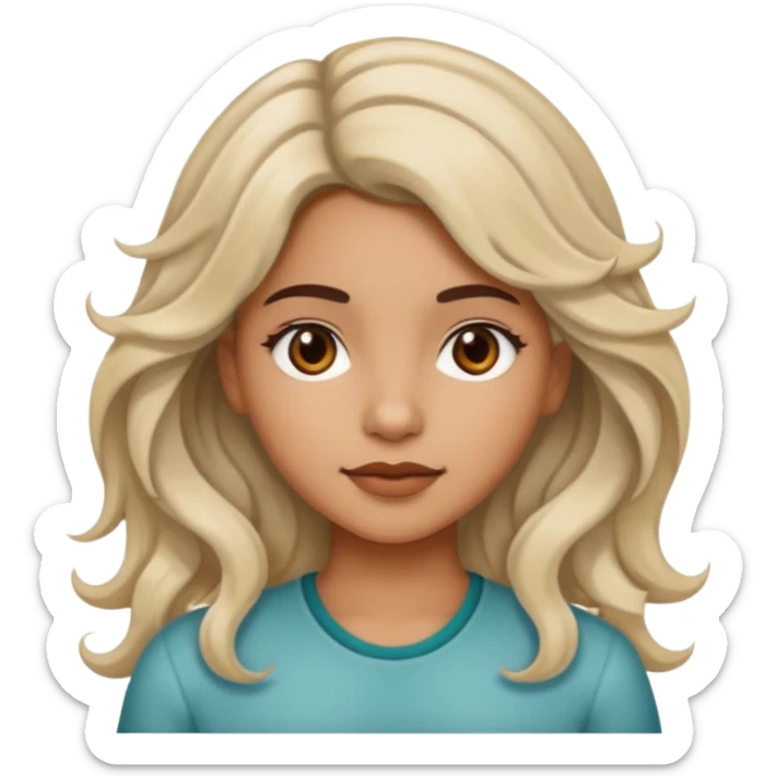 latina girl with bleached wavy hair and brown hair sticker