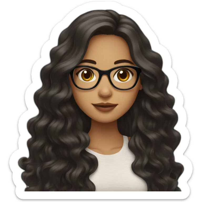 Latina girl with glasses and dark long wavy hair sticker