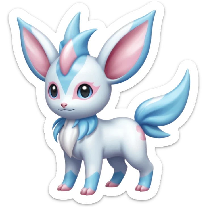 Shiny Whitish Pastel Faerie-Fae-Primarina-Palkia-Diancie-Absol-Sylveon-Espurr-Minccino-fusion  sticker