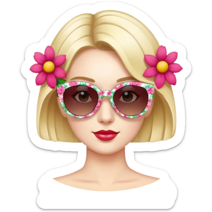 Lady with floral sunglasses  sticker