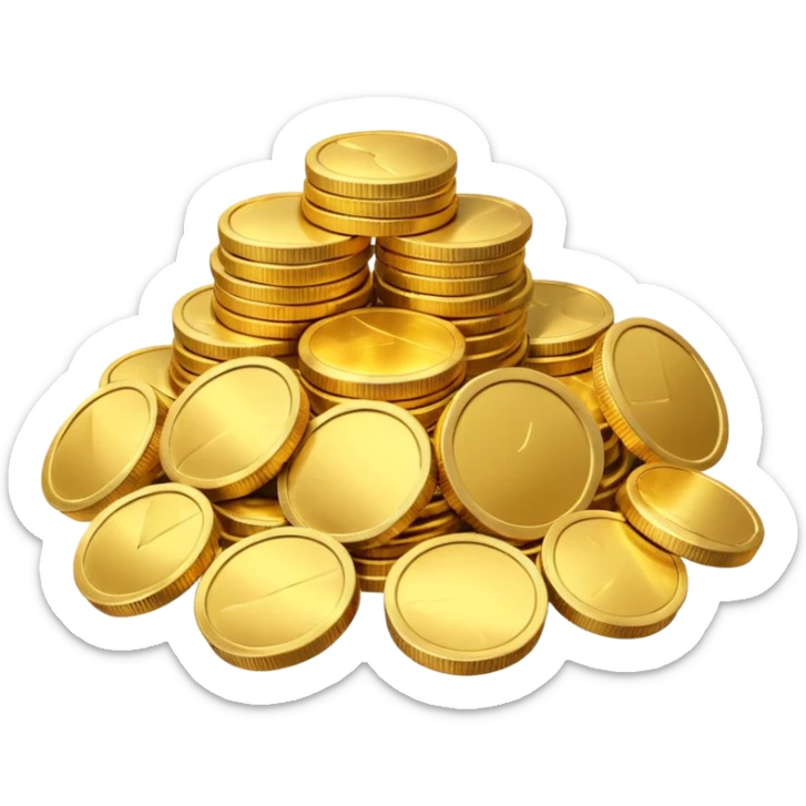 small pile of gold coins, 3D emoji style, shiny gold, no symbols, no text,  sticker