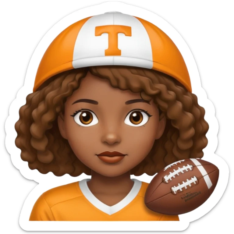 Black girl with short wavy hair and a Tennessee football hat sticker