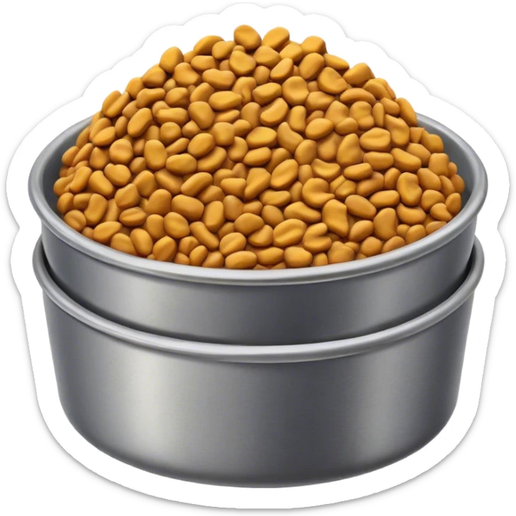 tiger  pet food bowl with, the food is piled on top of the bowl where it is so full sticker