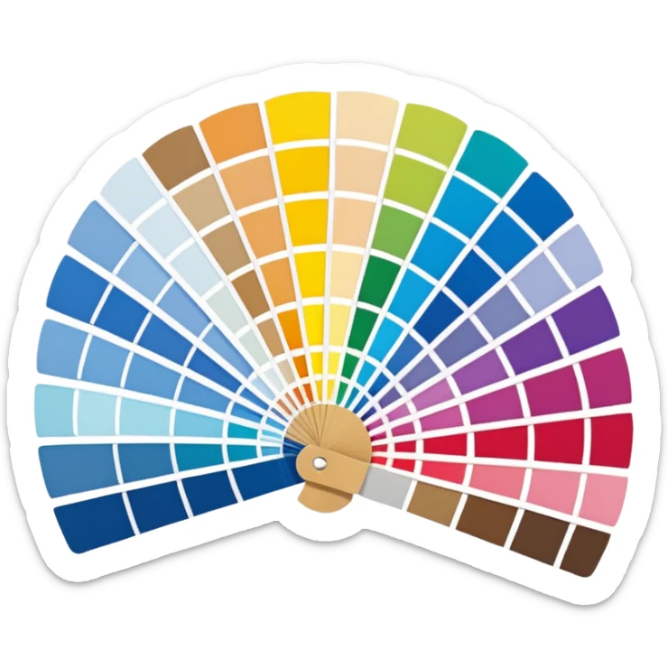 Pantone color swatch fan. The swatches should be fanned out, each with a different color. sticker