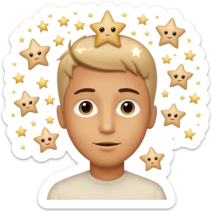 Quiero un emoji con el rostro de Félix de straykid, pero con los ojos más rasgados y con corazones, estrellas y destellos de luces alrededor y que sobre su cabeza diga te amo Josefa con letras modernas sticker