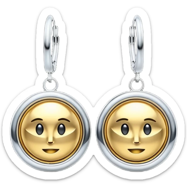 Ultra detailed, futuristic pair of gold, earrings sticker