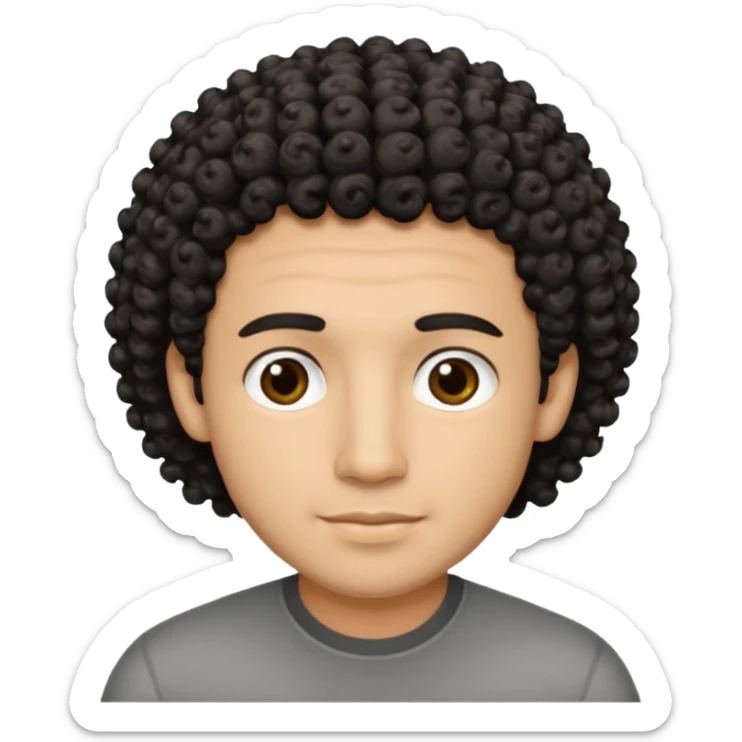 portrait of one Hispanic man, medium-light skin tone, short black salt and pepper curly hair, no wrinkles, no one else in the image sticker
