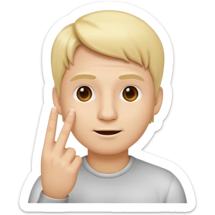a emoji with two fingers in his nose, make him have a natural white skincolour and blonde hair sticker