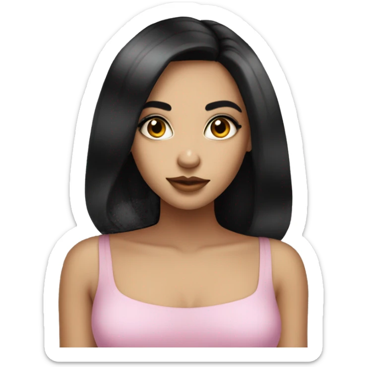 coquette girl with black Hair and big beauty eyes  sticker