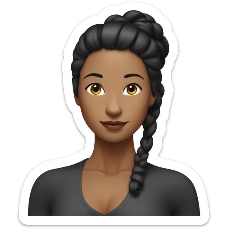 Fit woman in a tight suit with black hair tied in a bun doing yoga sticker